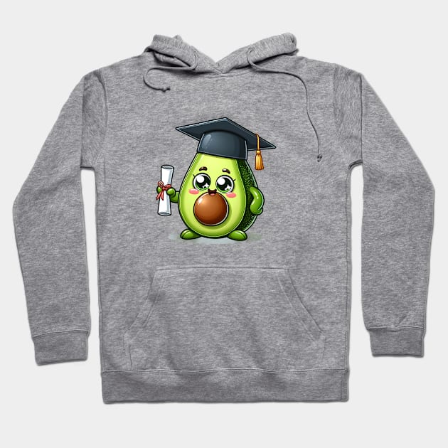 Cute Kawaii Graduation Avocado Hoodie by Luvleigh